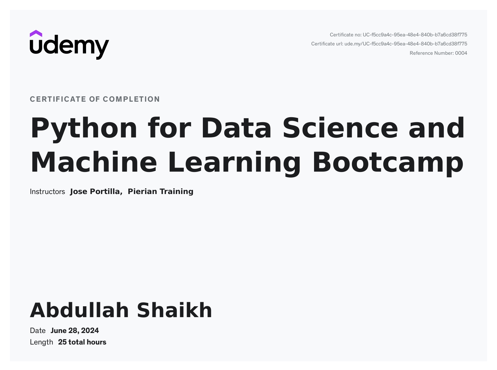 Python for Data Science and Machine Learning Bootcamp