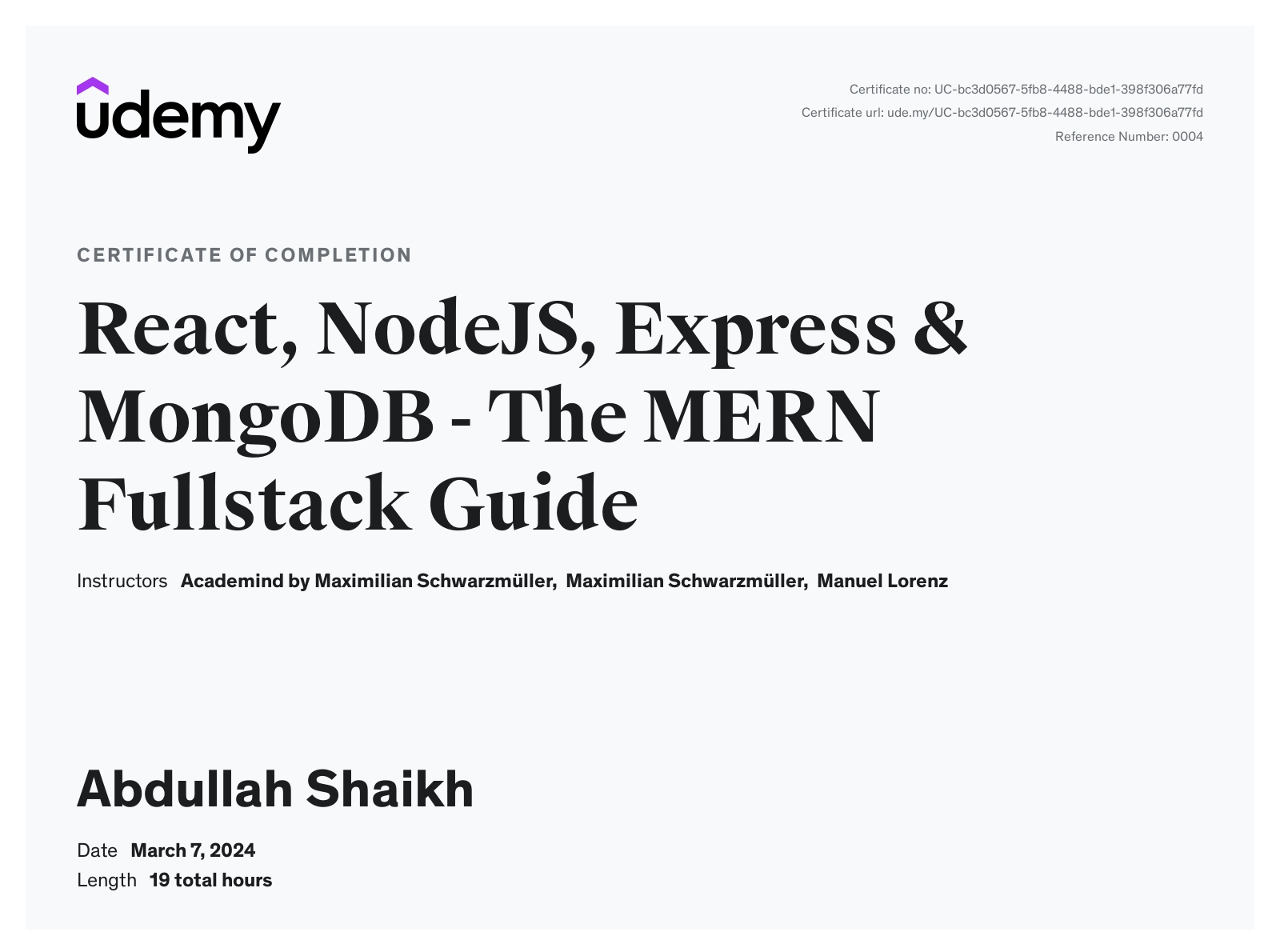 React, NodeJS, Express & MongoDB - The MERN Fullstack Guide