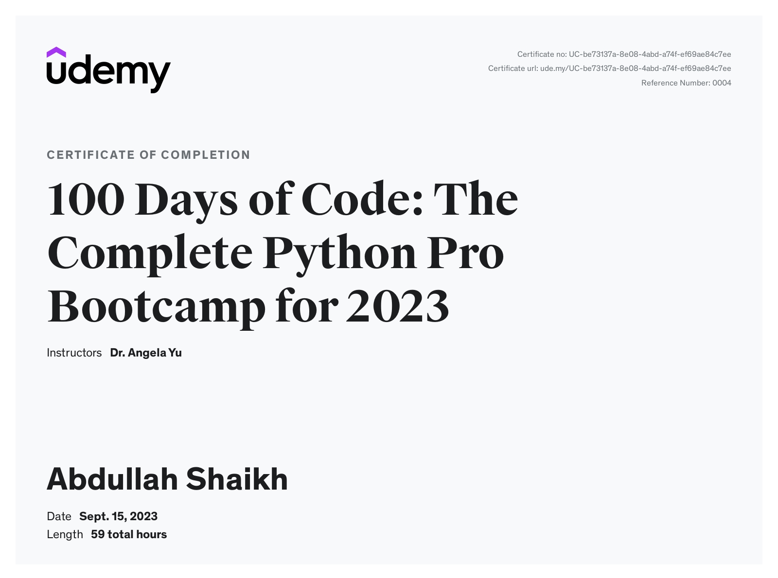 100 Days of Code: The Complete Python Pro Bootcamp for 2023